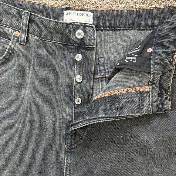 We The Free Deep Trance Dropped Boyfriend Jeans 32 Black Streetwear Wide Leg - Picture 6 of 12